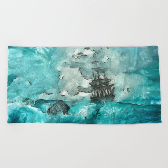 ship 2 Beach Towel