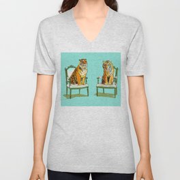 animals in chairs # 21 The Tigers V Neck T Shirt