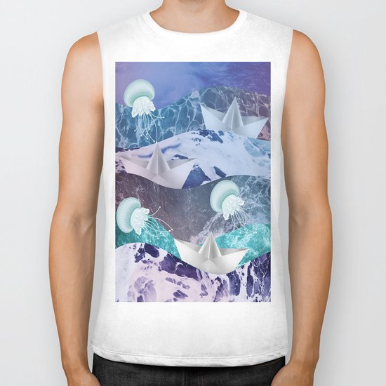 Stormy sea Biker Tank