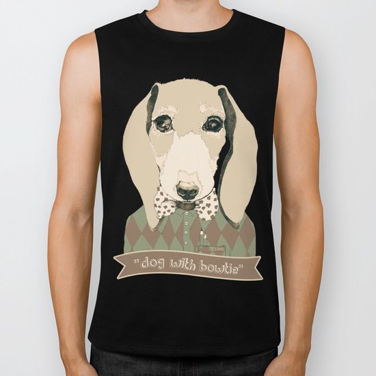 dog with bowtie Biker Tank