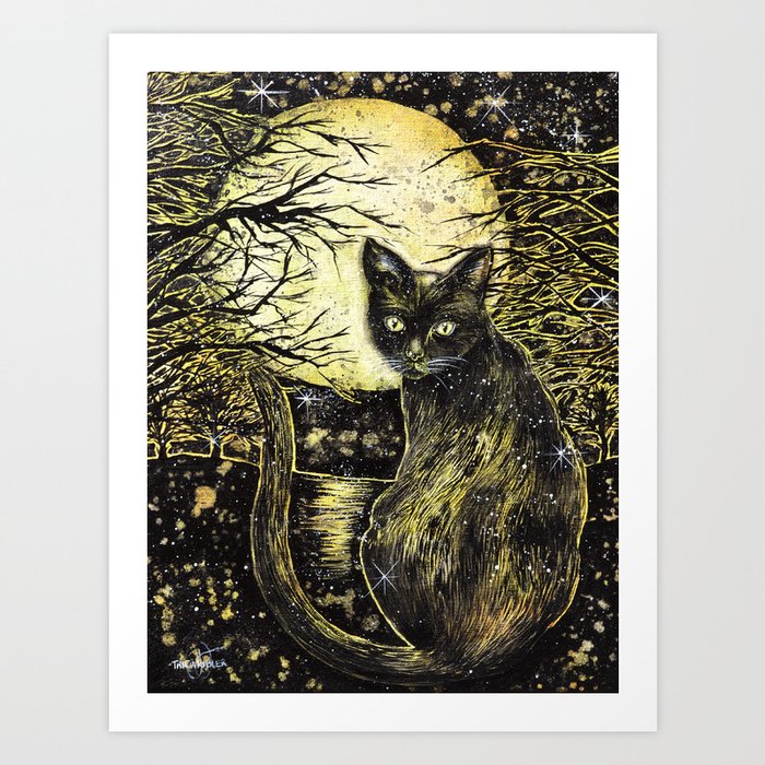 black cat Art Print