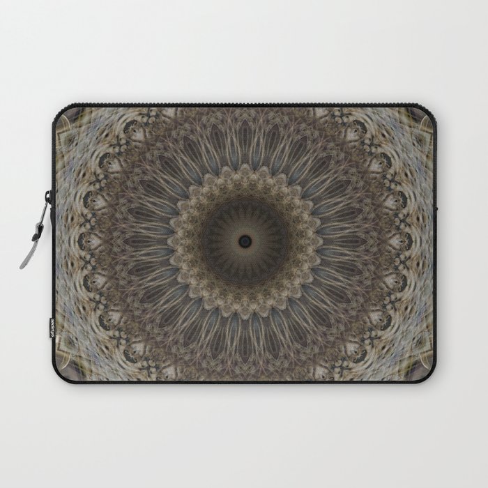 Mandala in warm brown and gray tones Laptop Sleeve