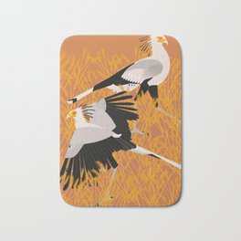 Secretary bird Bath Mat | Graphicdesign, Zoological, Pattern, Diloranium, Digital, Nature, Africa, Botany, Secretary, Birds 