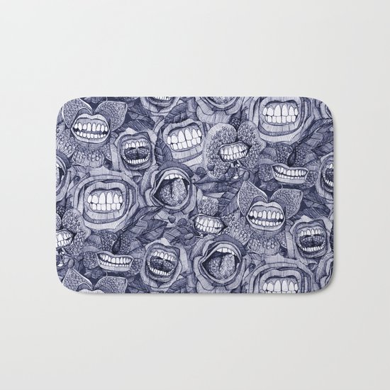 BITE ME roses and orchids INDIGO Bath Mat