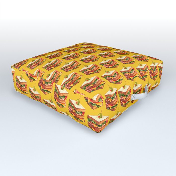 Club Sandwich Pattern - Yellow Outdoor Floor Cushion