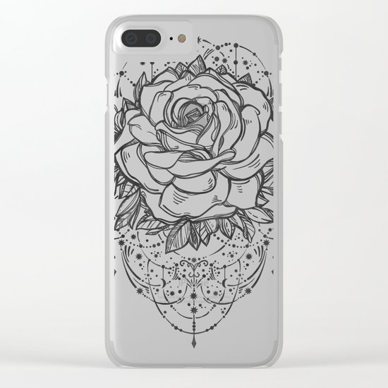 Rose on Blue Clear iPhone Case