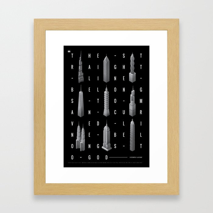 Skyscrapers Collection Quote Edition Black Framed Art Print