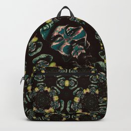 Mushroom Mind Backpack | Pattern, Mandala, Weird, Face, Odd, Dark, Graphicdesign, Digital, Portrait, Black 