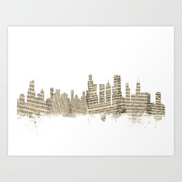 Chicago Illinois Skyline Sheet Music Cityscape Art Print