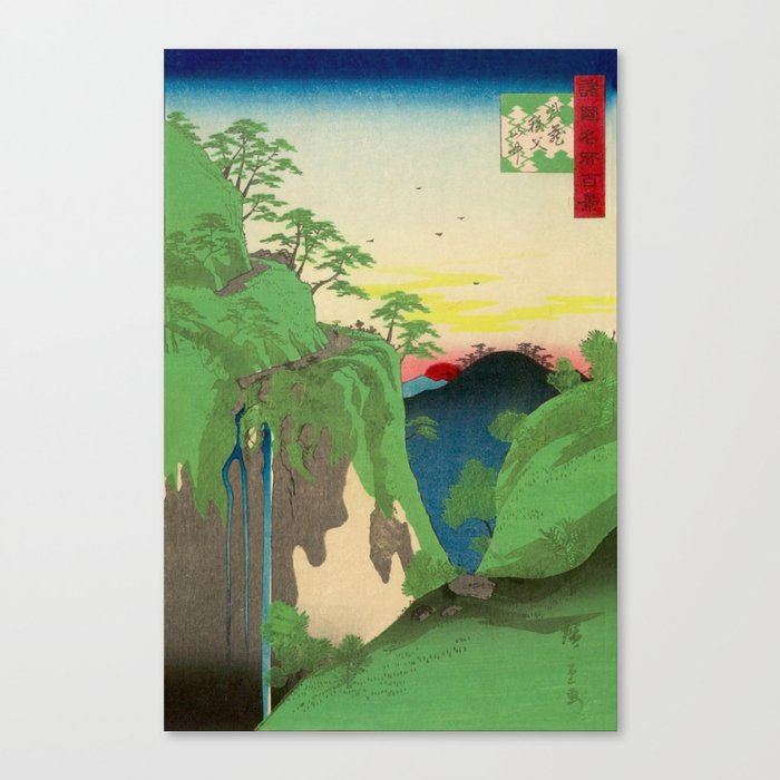Japanese Woodblock Art A Hundred Views Of Famous Placesm Musashi Chicibu Sanchu Canvas Print
