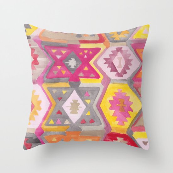 Kilim Me Softly in Pink Throw Pillow