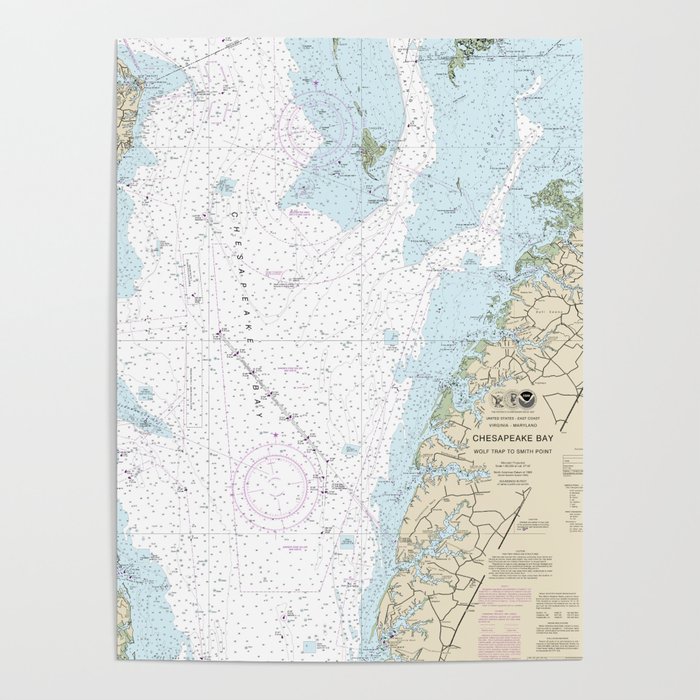 Chesapeake Bay Wolf Trap to Smith Point Nautical Chart 12225 Poster