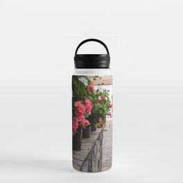Spain Photography - Street Filled With Wonderful Flowers Water Bottle