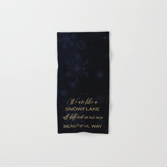 We are like a snowflake - gold glitter Typography on dark background Hand & Bath Towel
