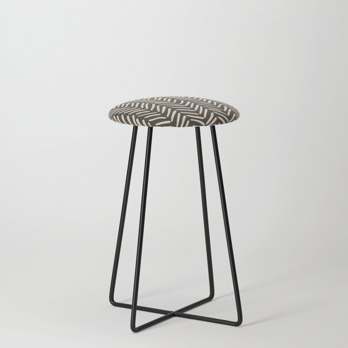 Arrow Lines Pattern in Black and Beige 1 Counter Stool