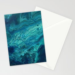 Blue & Teal Acrylic Abstract Fluid Art Stationery Card