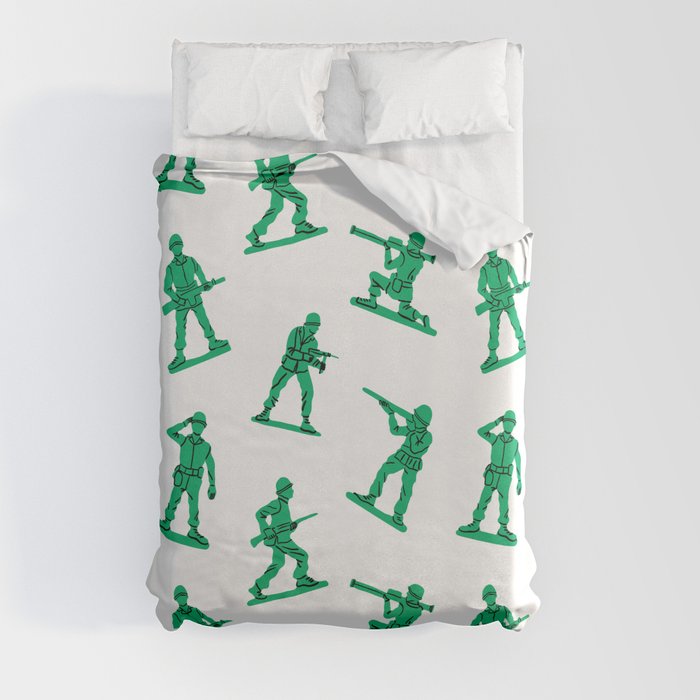 Retro toy soldier cartoon pattern Duvet Cover