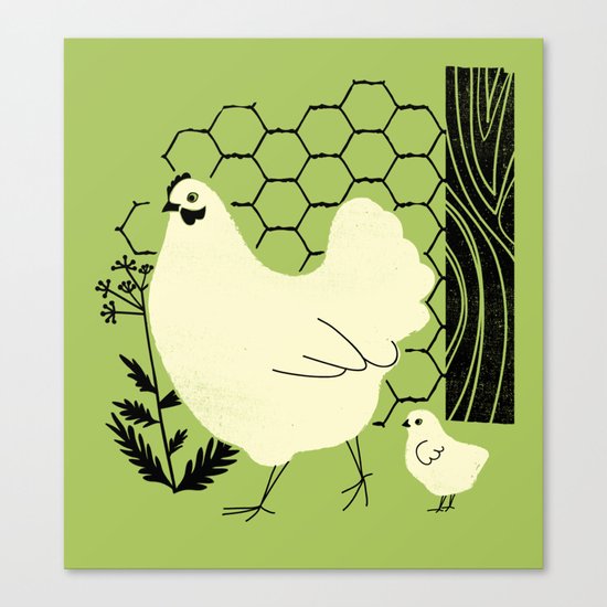 Hen and chick Canvas Print
