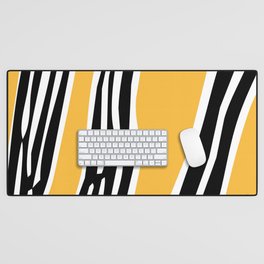 Yellow abstract shapes with zebra print decoration Desk Mat