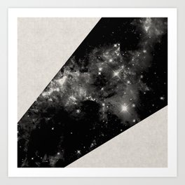 Expanding Universe - Abstract, black and white space themed design Art Print