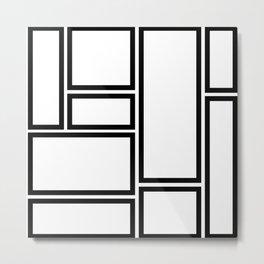 Modular Minimalist Modern Geometric Pattern in Black and White Metal Print
