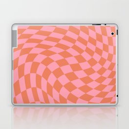 Muted orange and pink swirl checker Laptop Skin