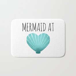 Mermaid At Heart  |  Teal Bath Mat | Mermaidatheart, Underthesea, Iamamermaid, Love, Seashellheart, Mermaidgifts, Shell, Heartshell, Seafoam, Cartoon 