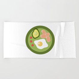  Healthy breakfast minimalistic illustration. Beach Towel
