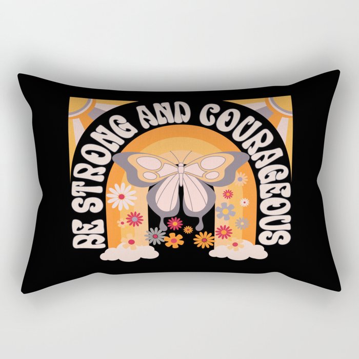 Be strong and courageous retro butterfly Rectangular Pillow