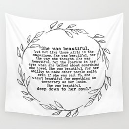 "She was beautiful" quote from F. Scott Fitzgerald Wall Tapestry