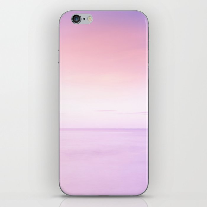 Calmness in pink and blue at ocean, horizon and smooth surface iPhone Skin