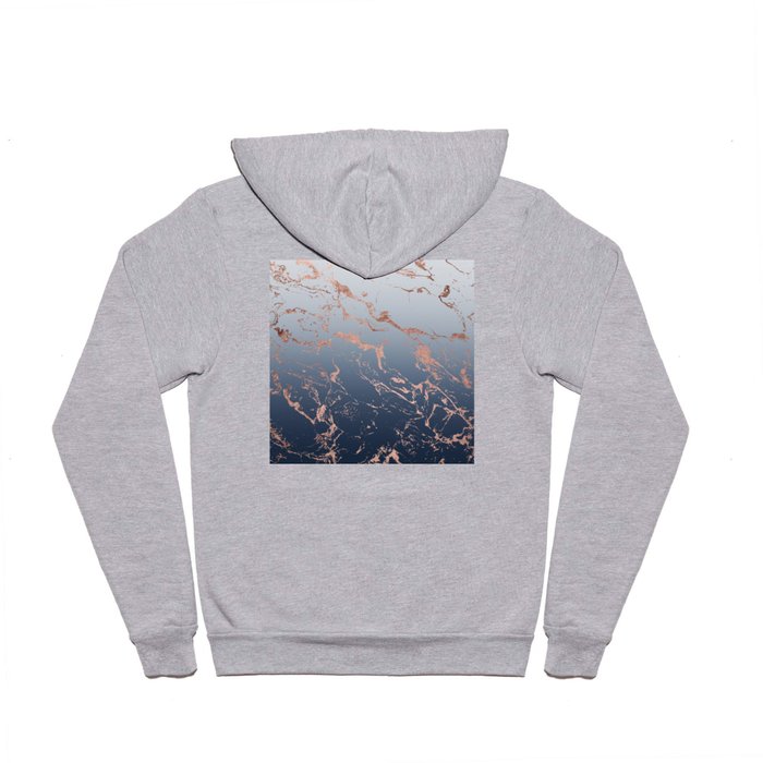 Modern grey navy blue ombre rose gold marble pattern Hoody