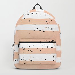 Modern coral watercolor stripes black splatters Backpack