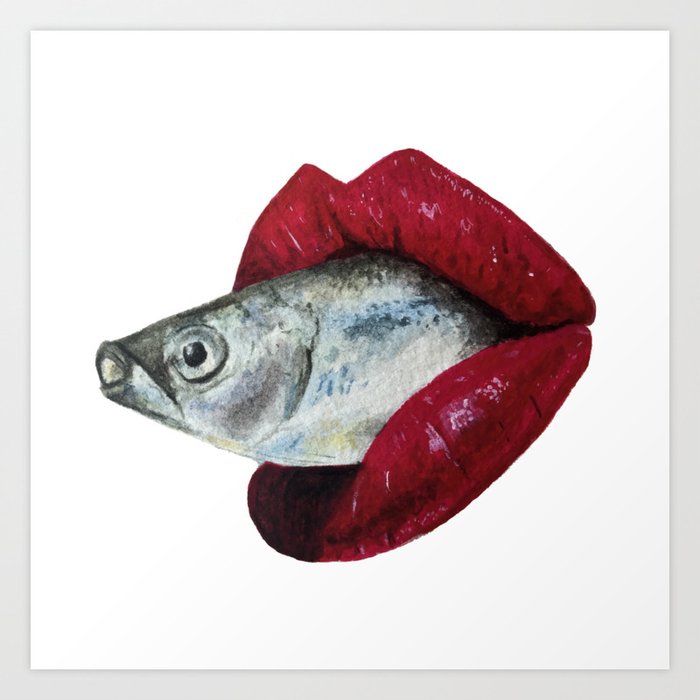 Fishy Lips Art Print