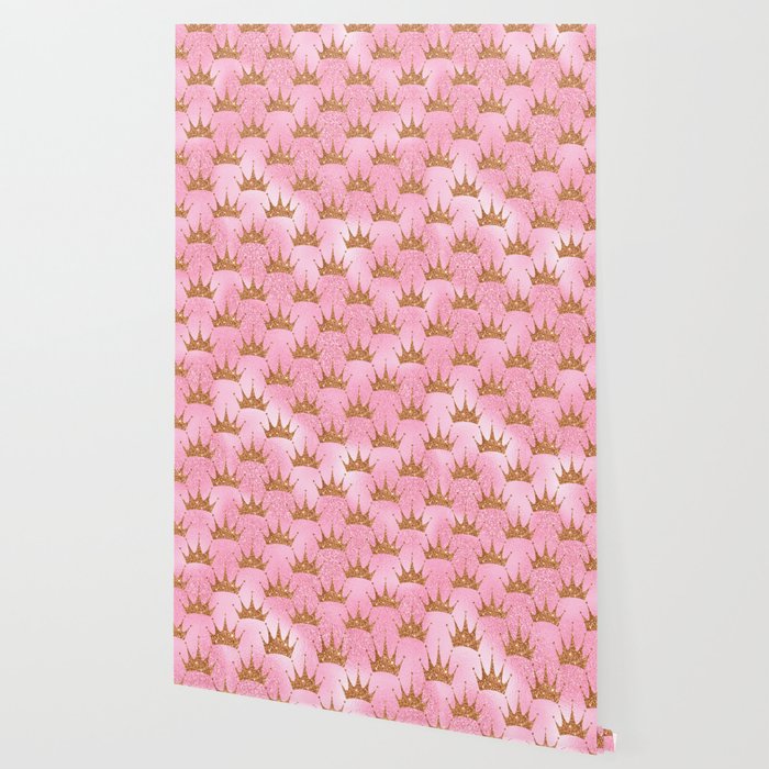 Princess Glitter Gold Crowns On Lollipop Pink Wallpaper By Dec02