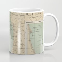 Vintage Lake Michigan Lighthouse Map (1898) Coffee Mug