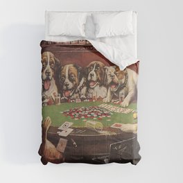 Poker Sympathy - Cassius Marcellus Coolidge Dogs Playing Poker Painting Comforter