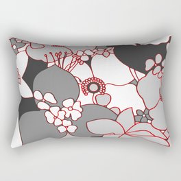 Black And White Vintage Floral Pattern Rectangular Pillow