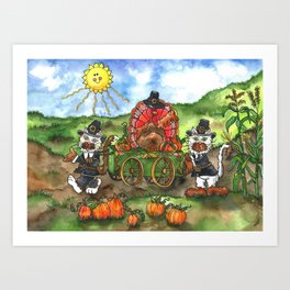 Cats and Friend Thanksgiving Parade Art Print