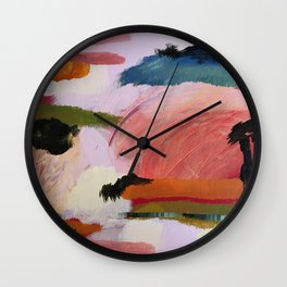 Landscape at Dusk Abstract by Rosalie Street Wall Clock