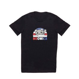 Cat For The Fourth Of July Usa Flag Meowica T Shirt