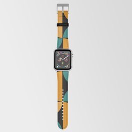 Mid century geometric pattern on black background 3 Apple Watch Band