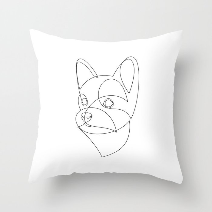 Yorkshire Terrier 2 - one line drawing Throw Pillow