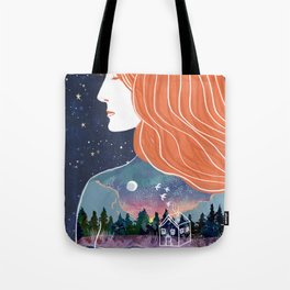 Going within Tote Bag | Meditation, Sky, Cosmic, Home, Camping, Night, Forest, Yoga, Woman, Femenine 