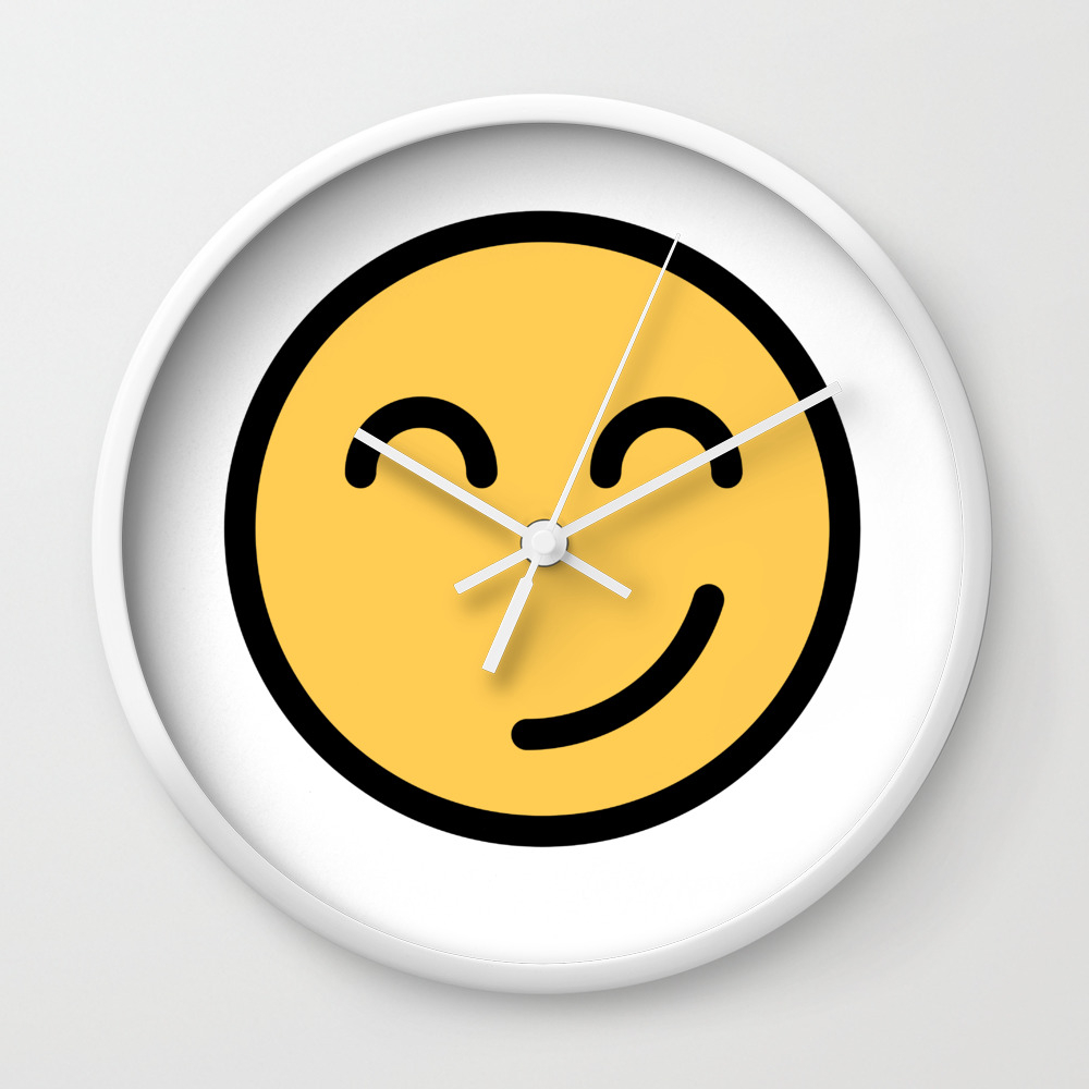 Smiley Face Cute Funny Smiling Happy Face Wall Clock By Dogboo