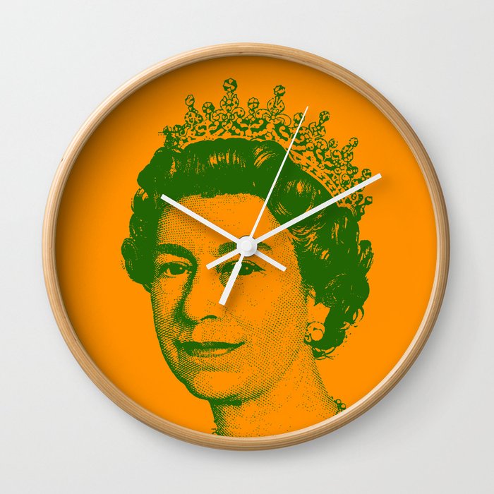 Queen Elizabeth Orange and Green Wall Clock