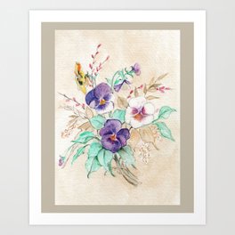 Pansies Bouquet Art Print