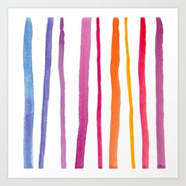 Rainbow watercolor stripes pattern Art Print