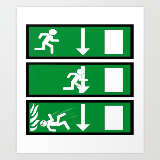 Fire Exit Funny. Art Print