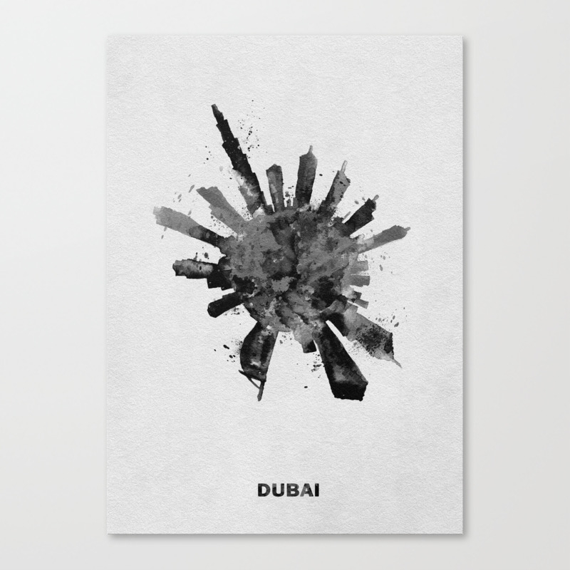 Dubai United Arab Emirates Black And White Skyround Skyline